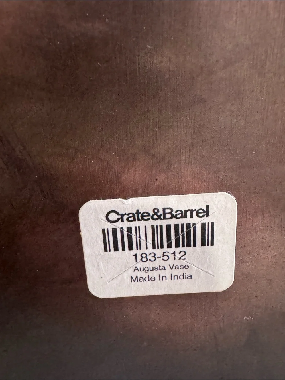 Crate&Barrel Augusta Vase Ribbed Metallic Bronze Accent Vase